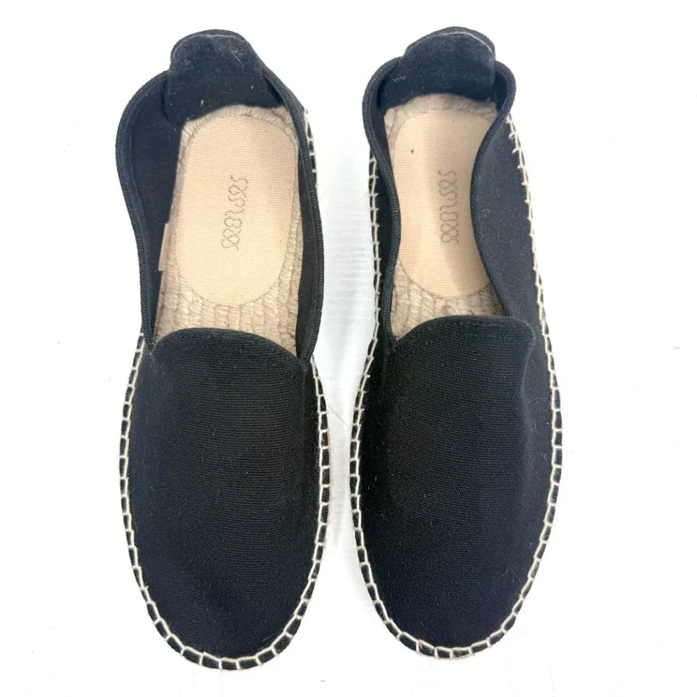 Spain Coastal Resort Neutral Platform Slip On Canvas Jute Espadrille 11 41 Black